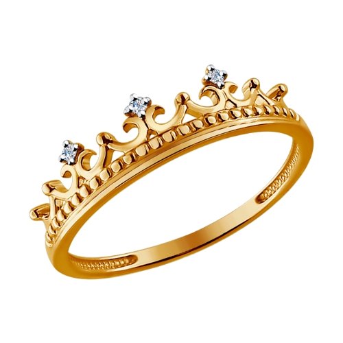 Кольцо «Корона» из золота с бриллиантами