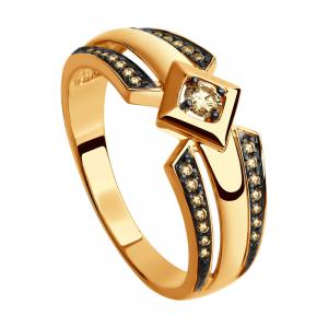 Золотое кольцо с коньячными бриллиантами