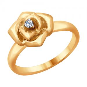 Кольцо «Роза» из золота с бриллиантом