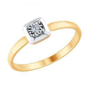 Кольцо из комбинированного золота с алмазной гранью