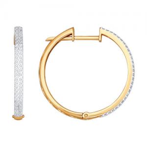 Серьги-кольца из золота с бриллиантовой дорожкой