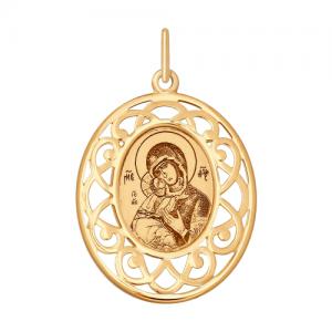 Золотая иконка с ликом Божьей Матери Владимирской