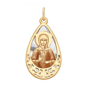 Нательная иконка из золота с ликом Матроны Московской