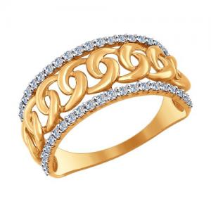 Кольцо из золота с фианитами «Цепь»