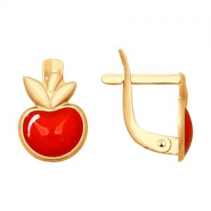 Серьги из золота с красной эмалью «Яблочки»