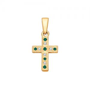 Крест из золота с бриллиантами и изумрудами
