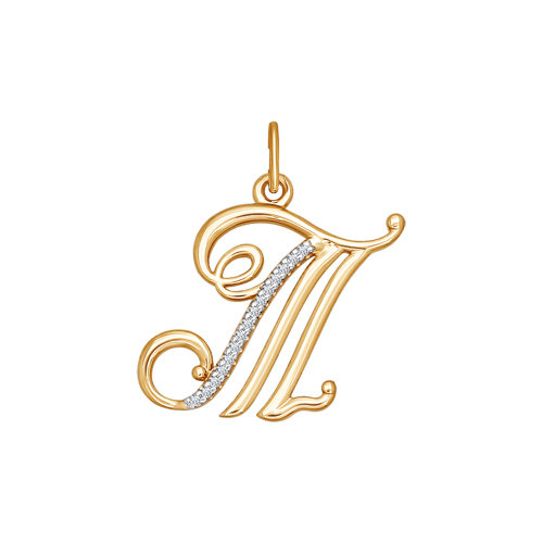 Подвеска-буква «Т» из золота
