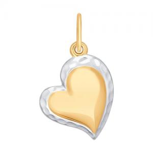 Подвеска в форме сердца из золота с алмазной гранью