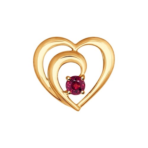 Подвеска «Сердце» из золота с рубином