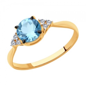 Золотое кольцо с топазом и бриллиантами