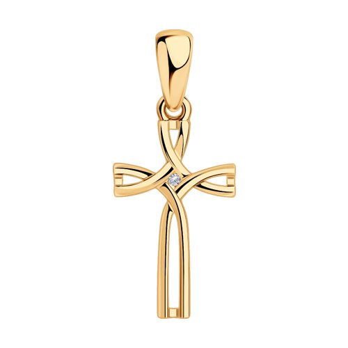 Серебрянный крест с золочением и бриллиантом