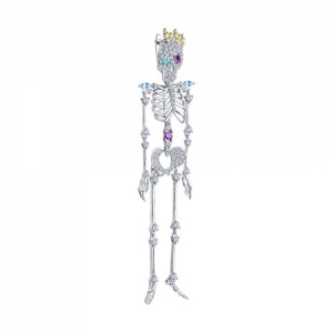 Серьга "Скелет" из серебра с фианитами