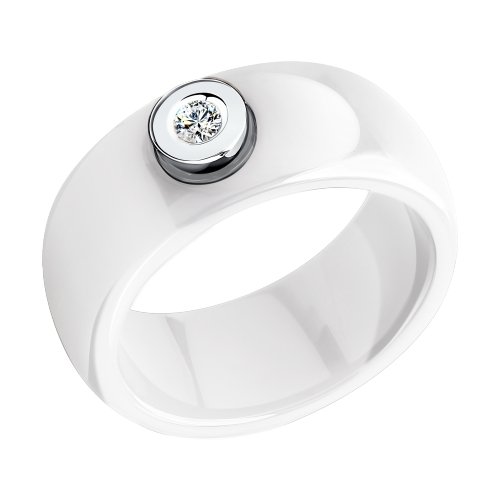 Керамическое кольцо с бриллиантом