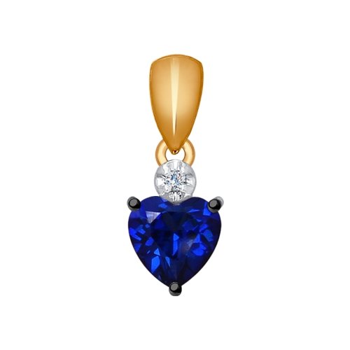 Подвеска «Сердце» из золота с бриллиантом и корундом