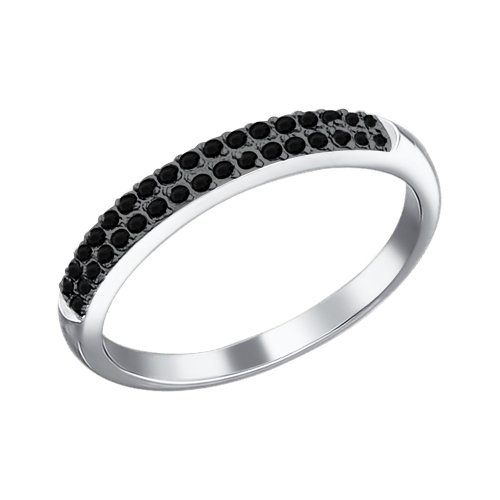 Кольцо с дорожкой из чёрных бриллиантов