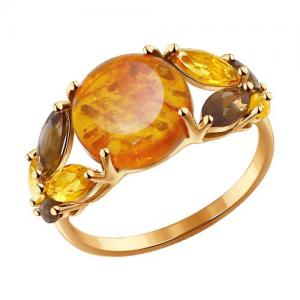 Кольцо из золота с миксом камней