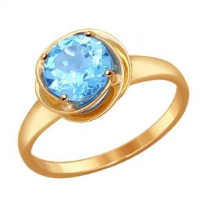 Кольцо из золота с голубым топазом