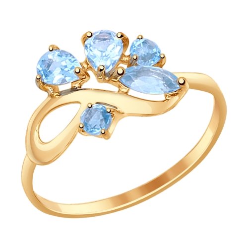 Кольцо из золота с голубыми топазами