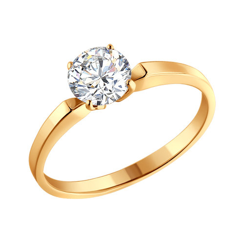 Золотое помолвочное кольцо с камнем Swarovski