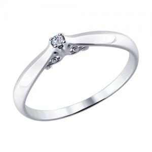 Помолвочное кольцо из серебра с бриллиантом
