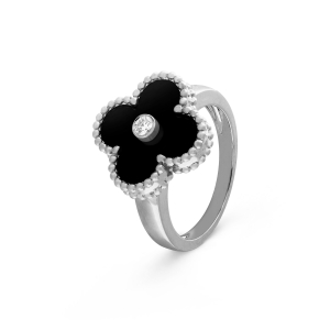 Sõrmus Clover Jewellery Black agate+CZ