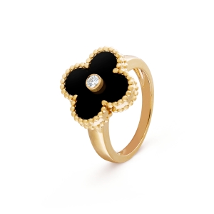 Sõrmus Clover Jewellery Black agate+CZ