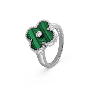 Sõrmus Clover Jewellery Malachite+CZ