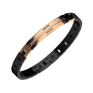 Мужской стальной браслет Bikkembergs с черными искусственными бриллиантами