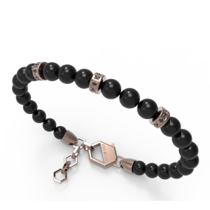 Мужской керамический браслет из бусин Bikkembergs с черными искусственными бриллиантами
