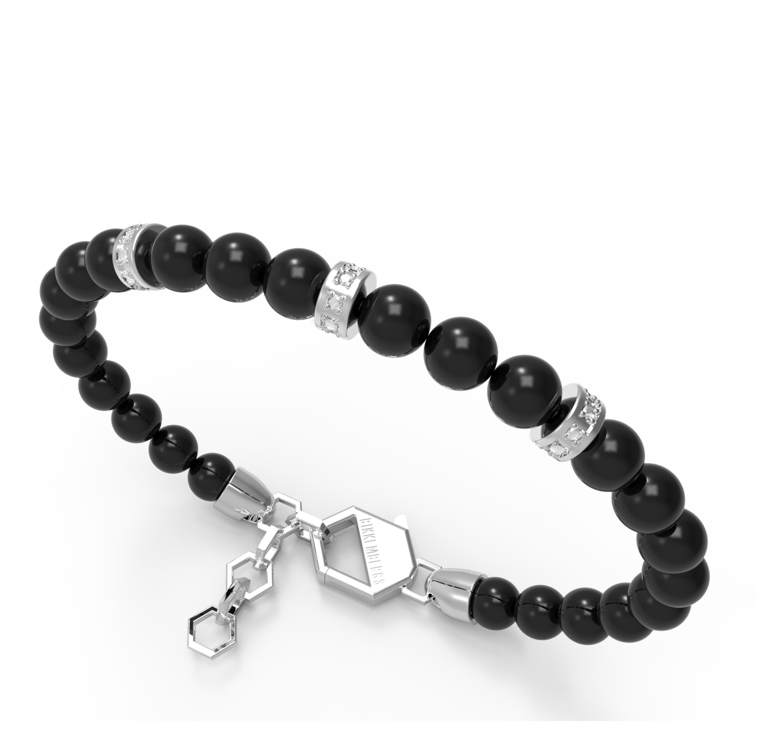 Meeste keraamiline helmestest käevõru Bikkembergs tehislike teemantidega