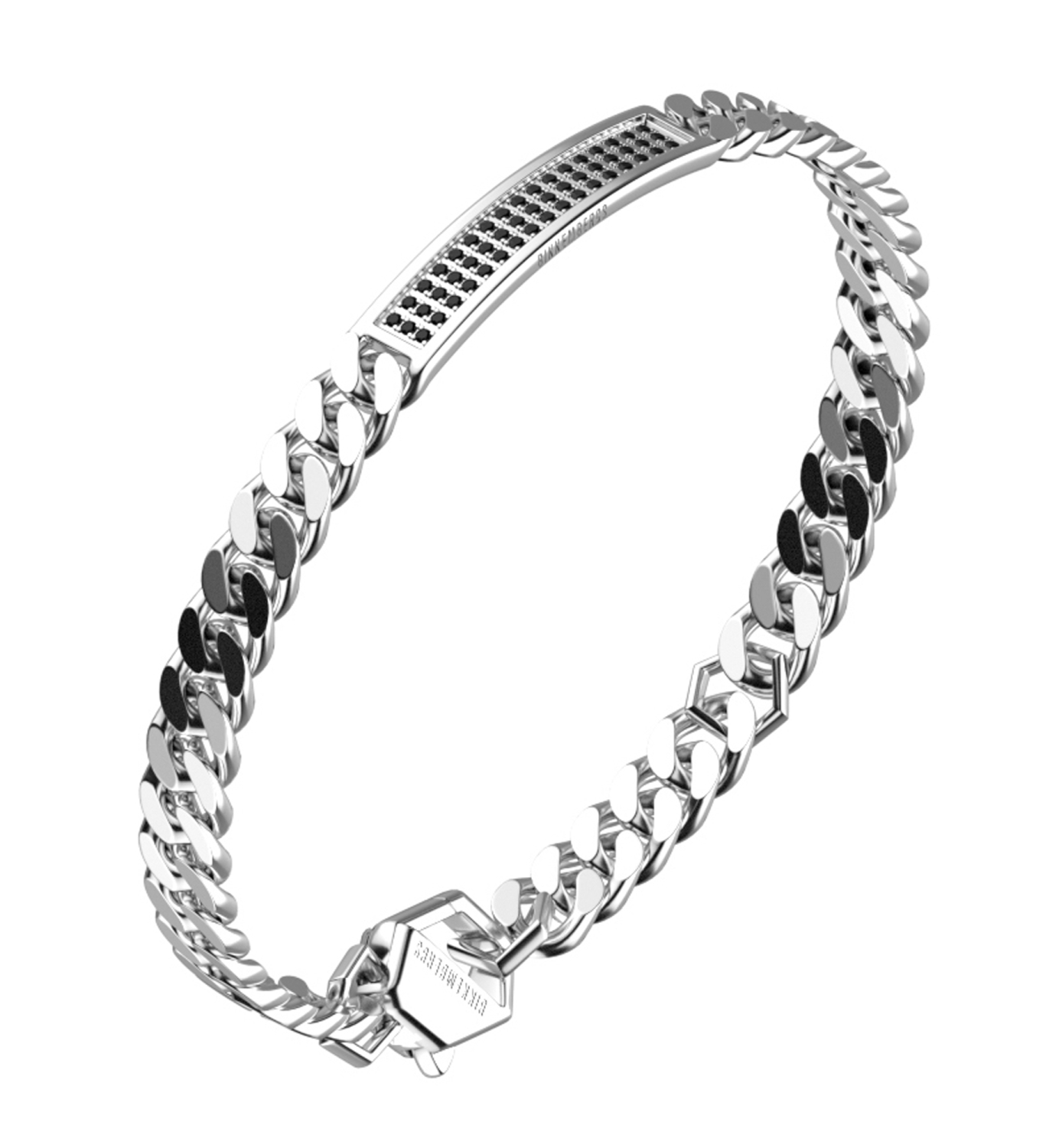 Meeste terasest ketikujuline käevõru Bikkembergs tehislike teemantidega