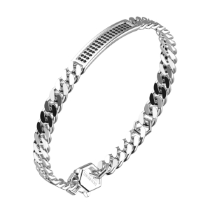 Мужской стальной браслет цепь Bikkembergs с искусственными бриллиантами