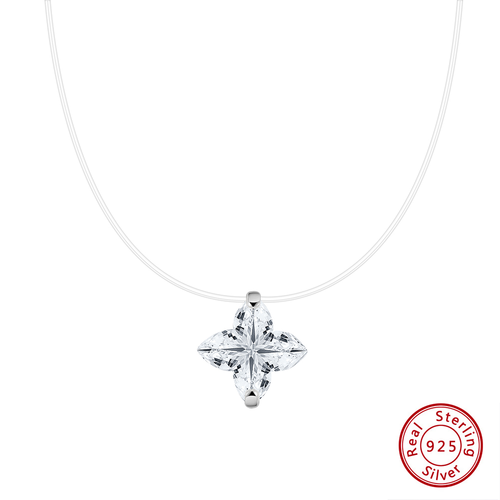 Hõbedane kaelakee kuubilise tsirkooniumoksiidiga