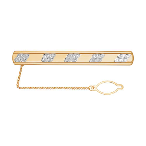 Золотой зажим для галстука со ступенями и полосками алмазной грани