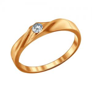 Помолвочное кольцо из золочёного серебра с фианитом