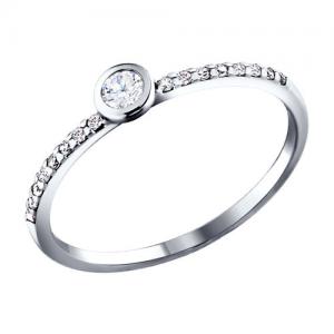 Помолвочное кольцо из серебра с фианитами