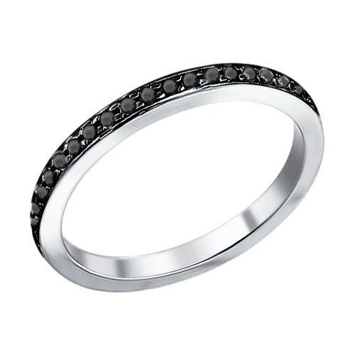 Серебряное кольцо с чёрными фианитами