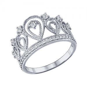 Кольцо «Корона» из серебра с фианитами