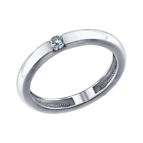 Помолвочное кольцо из серебра с фианитом