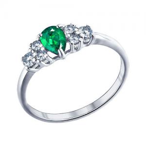 Кольцо из серебра с зелёным фианитом