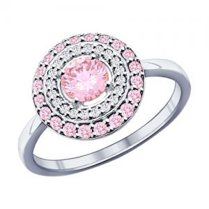 Кольцо из серебра с розовыми фианитами