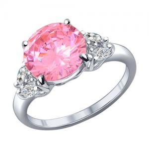 Кольцо из серебра с розовым фианитом