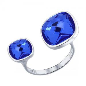 Кольцо из серебра с синими кристаллами Swarovski