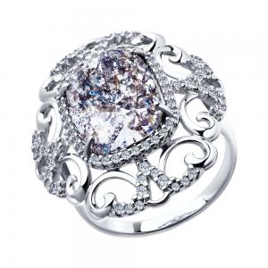 Кольцо из серебра с кристаллом Swarovski и фианитами