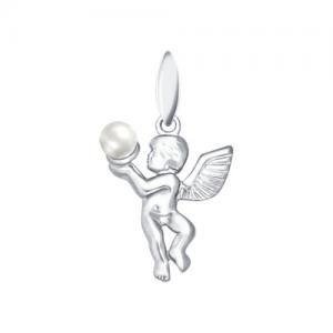 Серебряная подвеска «Ангел» с жемчугом