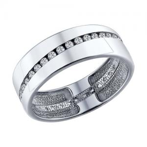 Обручальное кольцо из серебра с фианитами