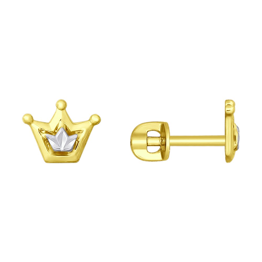 Пусеты «Корона» из желтого золота