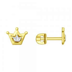 Пусеты «Корона» из желтого золота