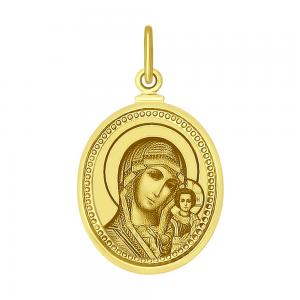 Иконка из золота с ликом Казанской Божией матери