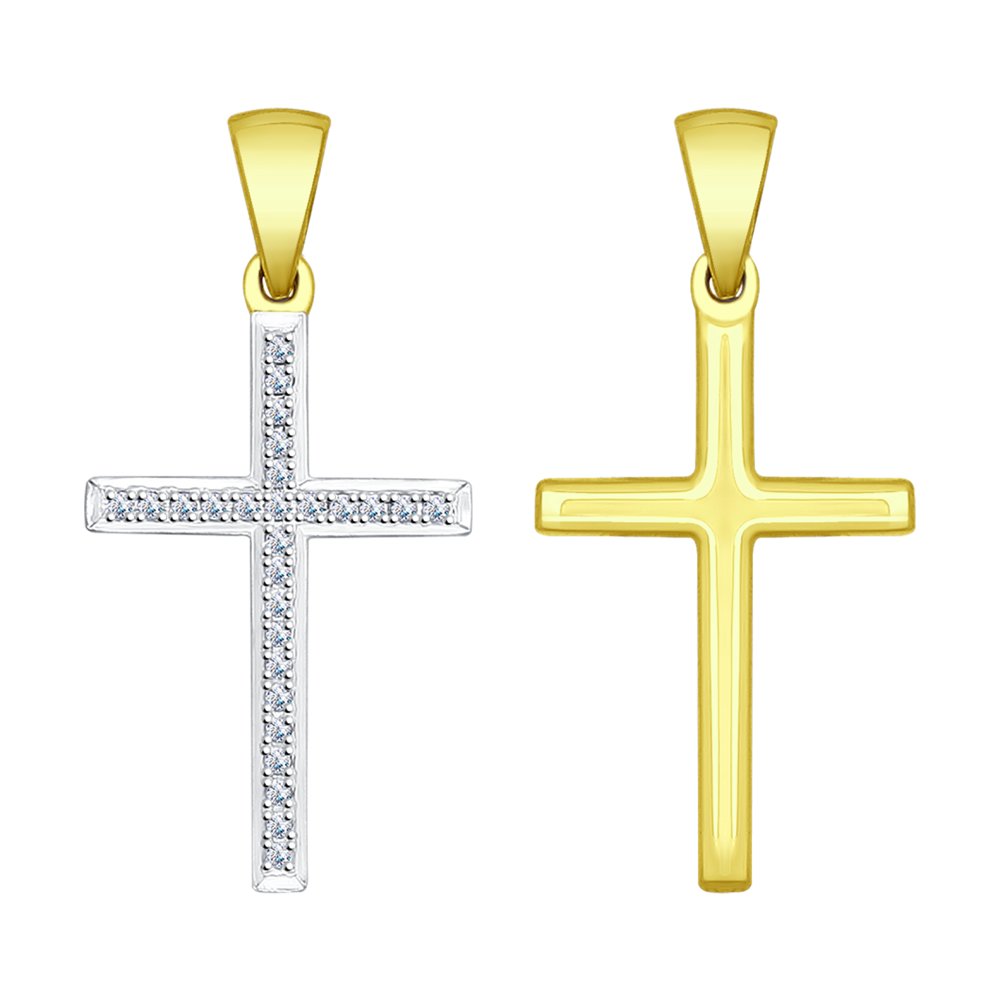 Крестик из жёлтого золота с бриллиантами